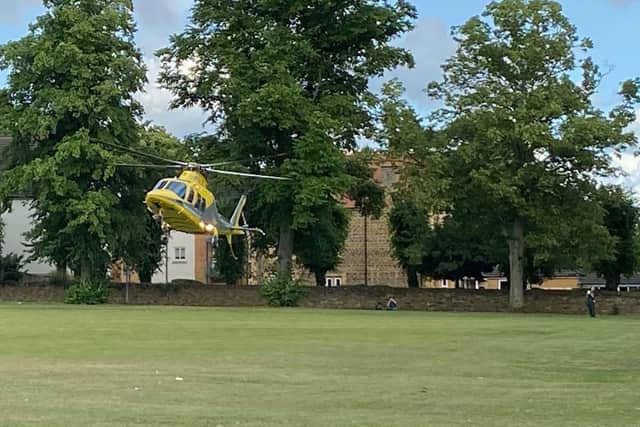 The air ambulance landed on Kingsthorpe Recreational Ground just before 6pm on Wednesday (June 21).