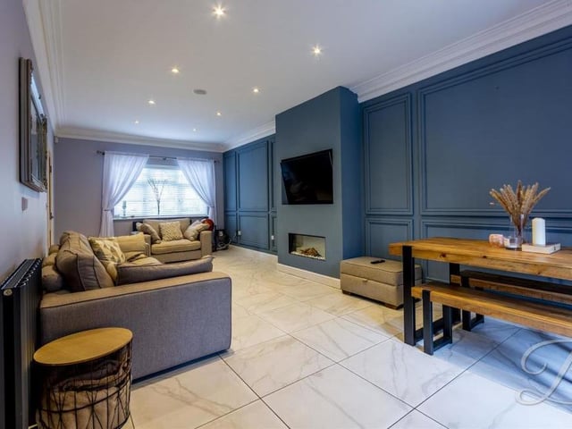 As you can see, there is an abundance of space to set up a dining area in the living room. The window overlooks the front of the property.