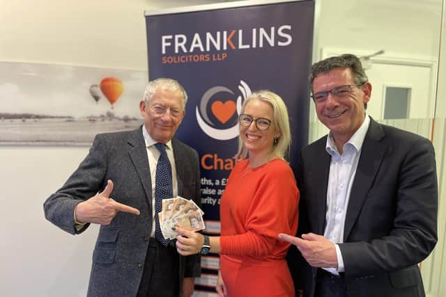 Campaign supporter Nick Hewer with Franklins Equity Partners Andrea Smith and Simon Long