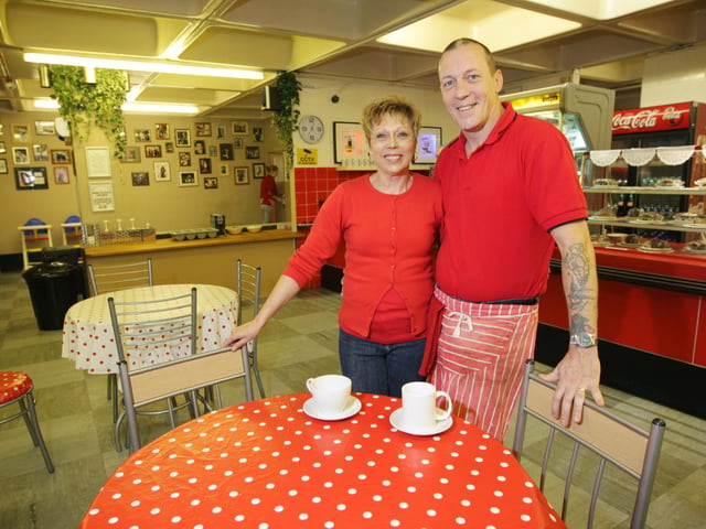 Michelle and Mole Morris pictured inside their new cafe in Greyfriars bus station in 2011