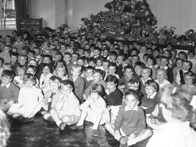 Schoolchildren at harvest festival