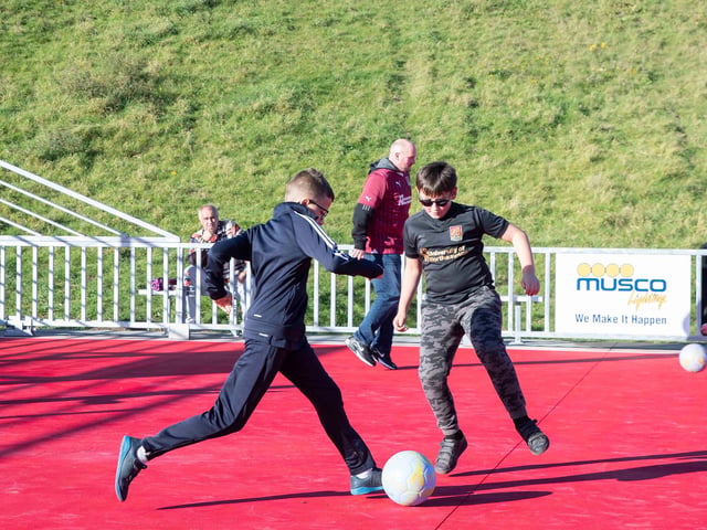 The new community all-weather pitch here at Sixfields was officially opened at Saturday’s Community Day game. Pictures by Kirsty Edmonds