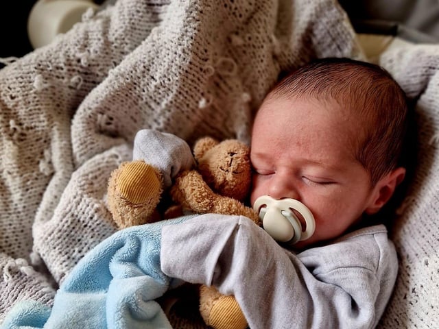 Ezra Phillip born at 11.47 am on October 14 at Northampton General Hospital, weighing 7lbs 8oz.