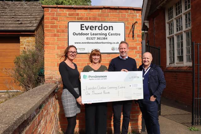 Amy McCue, Parks and Active Lives Manager at WNC; Nina Krawczyk, Centre Manager; Paul Stones, Technical Director for Persimmon Homes Midlands, and Cllr Nigel Stansfield, Cabinet Member for Environment, Recycling and Waste at WNC.