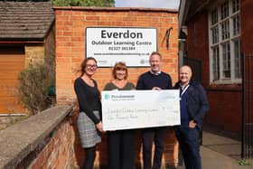 Amy McCue, Parks and Active Lives Manager at WNC; Nina Krawczyk, Centre Manager; Paul Stones, Technical Director for Persimmon Homes Midlands, and Cllr Nigel Stansfield, Cabinet Member for Environment, Recycling and Waste at WNC.