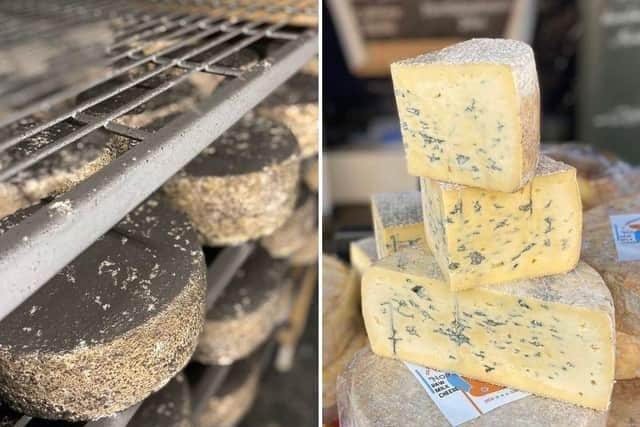 Cobblers Nibble cheese following the fire that destroyed £24,000 of produce, compared to now.