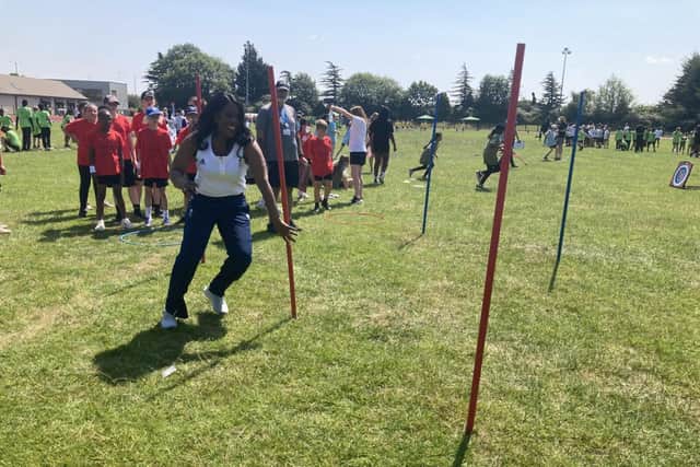 Olympian Tessa Sanderson CBE joined pupils at the EMAT Olympic Day