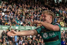 Fin Smith brought back the scuba celebration after scoring to help sink Bath (picture: Claire Jones/redhatphoto.co.uk)