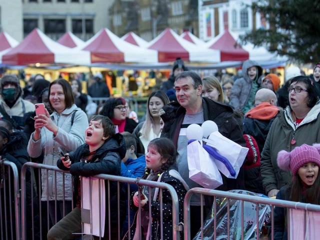 Panto stars, the town mayor, Santa and singer Billy Lockett joined the fun as Northampton switched on Christmas lights on Saturday (November 28).