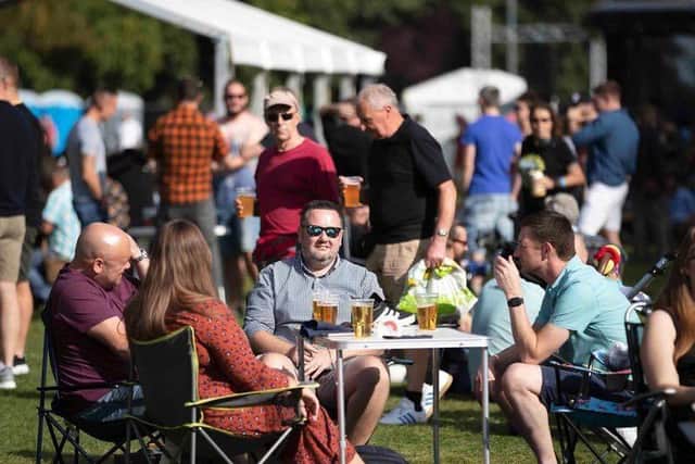 Drinkers enjoying a pint at the Northampton County Beer Festival 