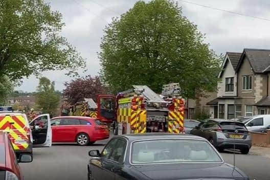 Fire crews are tackling a house fire in Kingsley Road, Northampton, on Tuesday morning