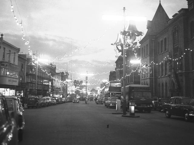 Abington Street Christmas lights, November 28, 1960