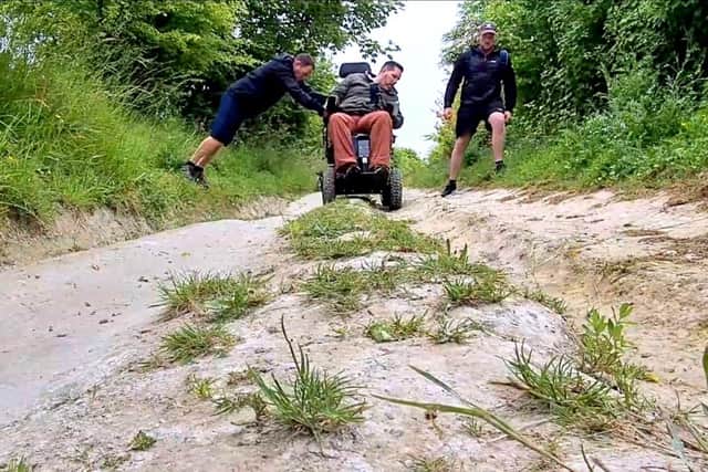 The terrain proved challenging for Nick and his team