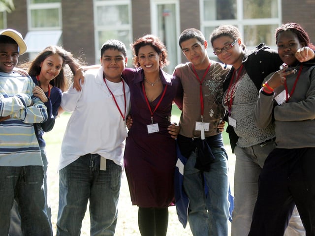 Saira Khan from the television show "The Apprentice" giving a talk to school pupils about higher Education, The talk and visit was held at Northampton University, Boughton Green Road, Kingsthorpe. September 15, 2006