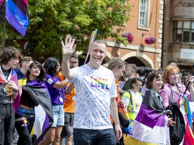 A parade made its way through the town centre before finishing at the university's Waterside campus as Northampton Pride took place on Saturday July 8, 2023.