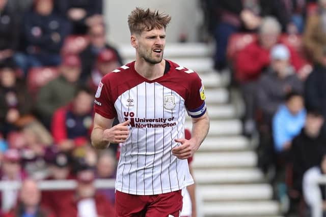 NORTHAMPTON, ENGLAND - APRIL 10: Jon Guthrie of Northampton Town in action during the Sky Bet League Two between Northampton Town and Gillingham at Sixfields on April 10, 2023 in Northampton, England. (Photo by Pete Norton/Getty Images)