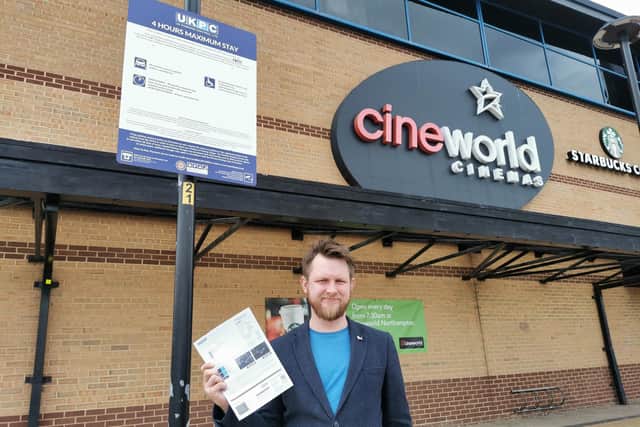 Thomas Jordan was slapped with a £100 parking fine after parking at Cineworld on a Cobblers match day while he watched Mission Impossible