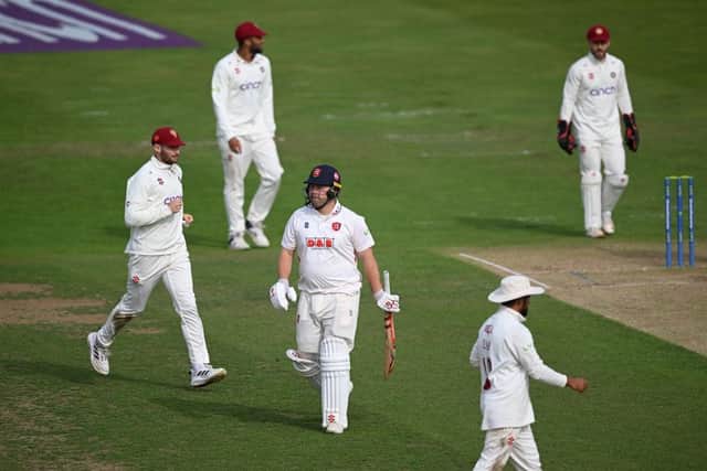 Essex's former Northants skipper Adam Rossington trudges off after his first innings dismissal at the County Ground (Picture: Shaun Botterill/Getty Images)
