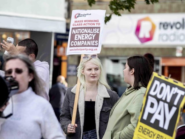 Protestors gathered in Market Square on Saturday (October 1) to demonstrate against the rising energy prices and cost of living crisis. There was also a symbolic bill burning.
