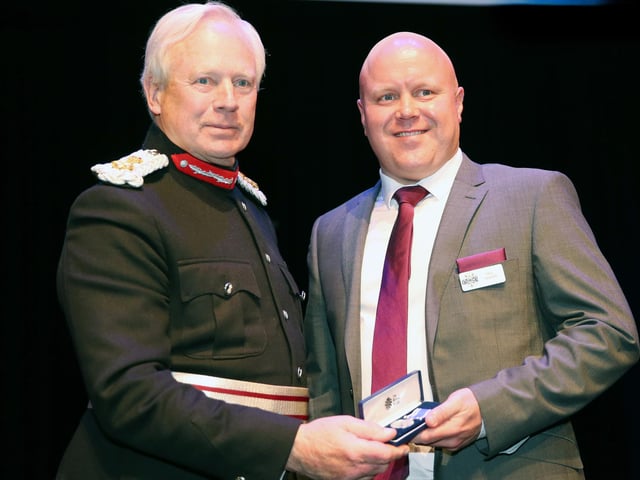 2015 - Long Service Award presented by David Laing Lord Lieutenant of Northamptonshire to Paul Neeson