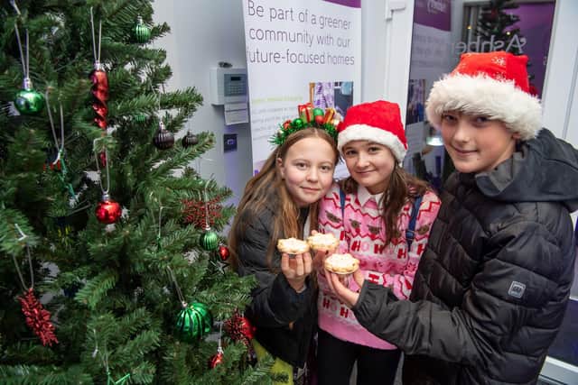 The pupils enjoyed mince pies from Bellway at the Christmas event at The Wickets in Desborough.
