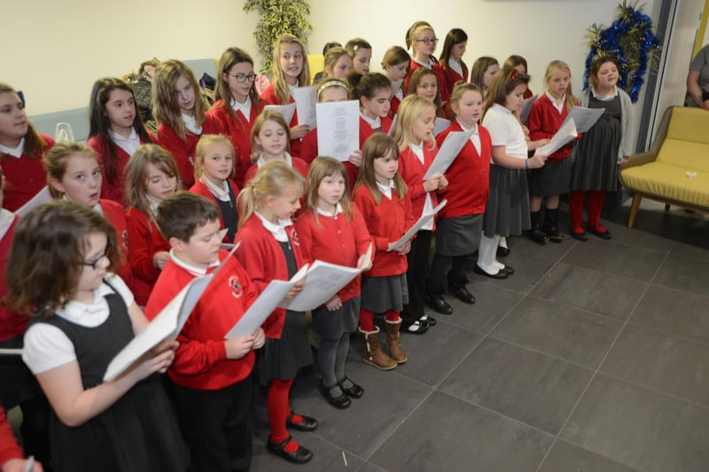 Pupils from St. Paul's School, Ryhope were singing for visitors at the Hopewood Park Hospital Christmas Fair in 2014. Can you spot someone you know?