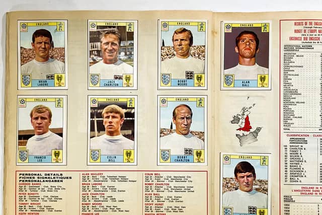 The England page in the album, featuring the likes of Bobby Moore