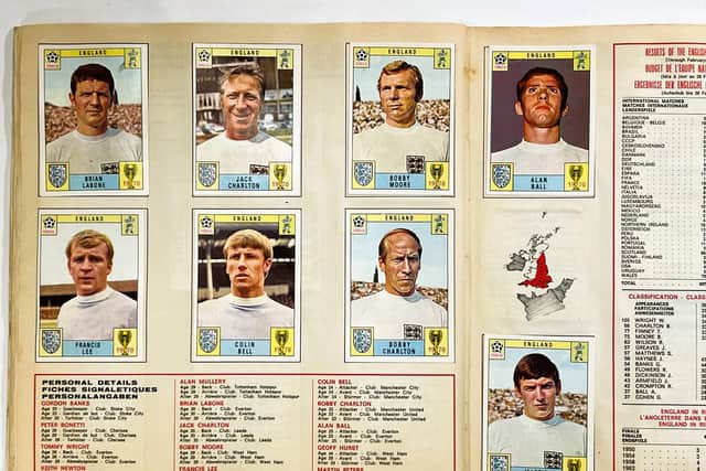 The England page in the album, featuring the likes of Bobby Moore
