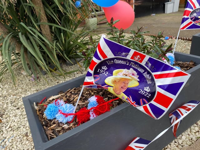 Rushmere Avenue celebrated with a cardboard cut out of the Queen.