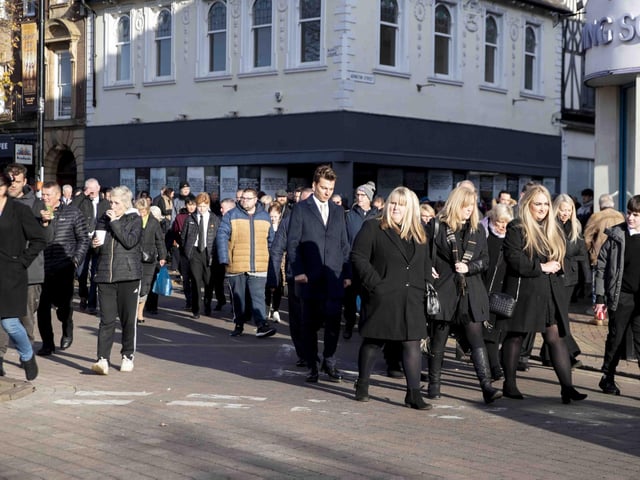 Hundreds gathered in the Market Square on Wednesday morning (December 7) to pay their respects to town legend Eamonn 'Fitzy' Fitzpatrick
