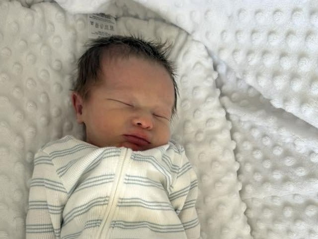 Louie born at 2.05pm on April 16 at Northampton General Hospital, weighing 5lbs 1oz.