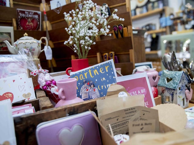 If you are looking for Vintage Guru’s Valentine’s display, you will not miss it as you enter the store and turn left. The table is full of unique gift ideas and entertaining cards – varying from the lovey-dovey kind, to humorous.