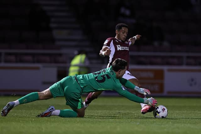 Chelsea goalkeeper Ted Curd misses the ball and brings down Elliott List, who then converts the subsequent penalty.