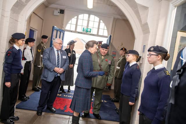 The Princess Royal meets with Cadets from Northampton International Academy's Combined Cadet Force.