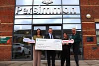 Persimmon Midlands and the team from CoppaFeel! receive the cheque at the Northampton office
