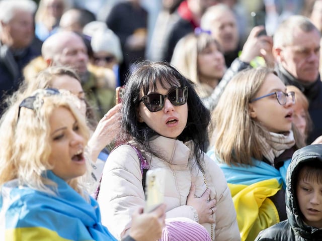 Hundreds attended to commemorate one year since the invasion of Ukraine on February 24, 2022.