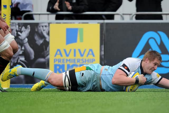 GJ van Velze scored Saints' third try against Saracens