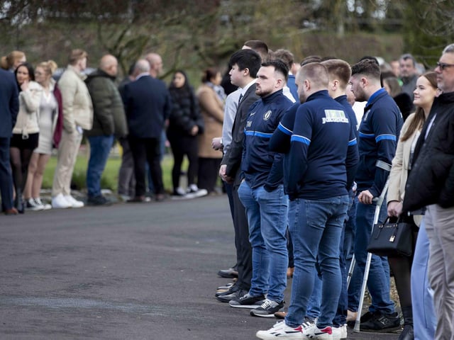 Hundreds gathered to pay their respects to the 20-year-old amateur footballer who tragically died last month