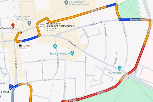 This is the current diversion route to get to the Drapery without going up Bridge Street