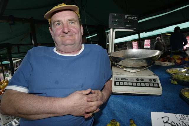 Here's one we took of Fitzy in 2011 for a story about a European ruling on the metric  Pics of market Trader Eamonn Fitzpatrick on his fruit and veg stall in Market Square, Northampton and Assistant manager at the Fox and Hounds pub, Harborough Road, Northampton re the european ruling / metric system.
NEWS OLLY
070911LOC71 Aamon Fitzpatrick .JPG