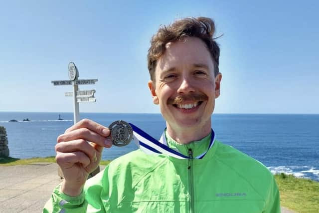 Sam completed the 1,200 miles in 15 days, which he began on May 2.