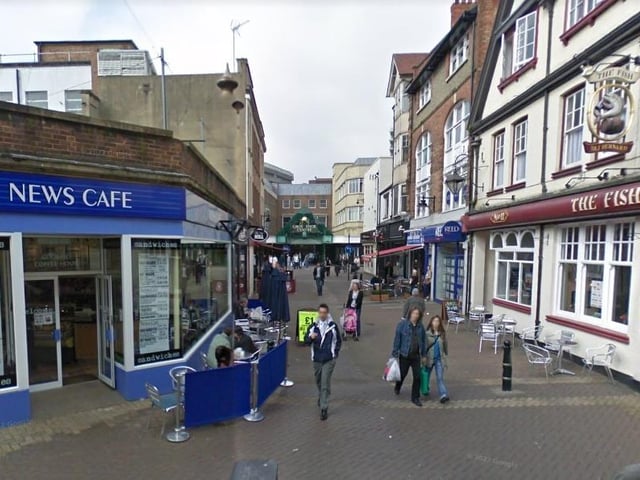 Fish Street. The former News Cafe (left) is still a cafe today under a different name, The Fish pub (right) has still going strong and has since had a makeover, and the Grosvenor Centre canopy (middle) has since been removed.