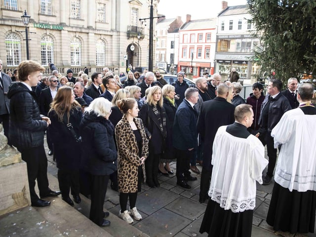 Hundreds gathered in the Market Square on Wednesday morning (December 7) to pay their respects to town legend Eamonn 'Fitzy' Fitzpatrick