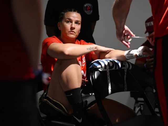 Chantelle Cameron in contemplative mood ahead of her fight with Jessica McCaskill (Picture: Matthew Pover / Matchroom Boxing)