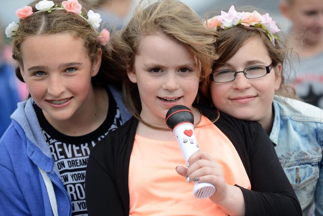 The Westonbury festival at Westoe Crown Village Primary School in 2015. Pictured from left to right are Rebecca Mouktaroudes, Amber Clifton and Brooke Clifton.