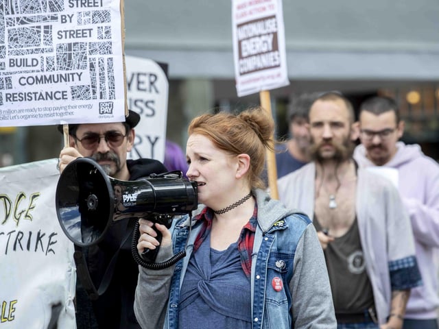 Protestors gathered in Market Square on Saturday (October 1) to demonstrate against the rising energy prices and cost of living crisis. There was also a symbolic bill burning.