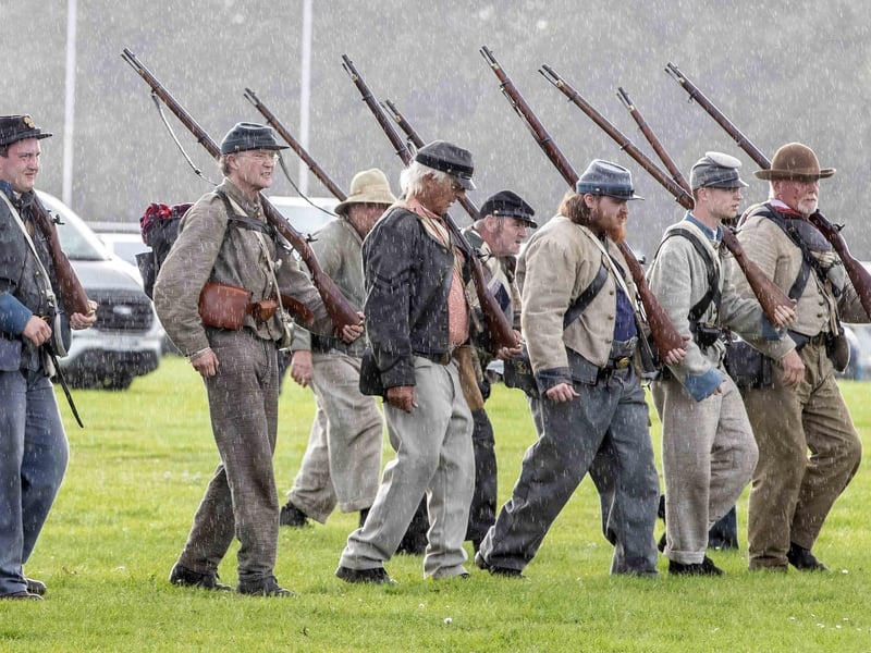 A re-enactment of old soldiers at the Northampton Balloon Festival 2023.