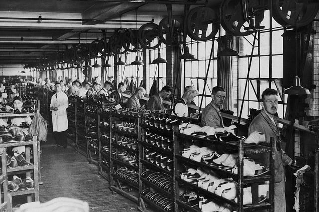 The shoe department of the J. Sears & Co True-form Boot Company factory in Northampton, circa 1931.