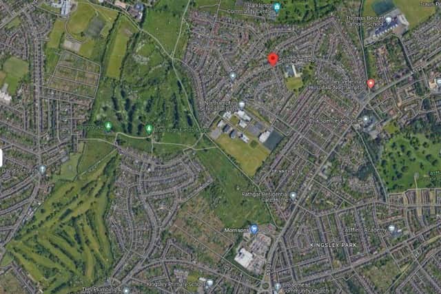 Between 1pm and 1.30pm on Saturday, October 28, a man was walking his dog in Bradlaugh Fields, between Morrisons and the path leading to Spinney Hill Road, when two males approached on small quad bikes.
