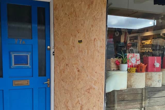 The business owner estimates that the damage to one of the big front windows will cost around £800 to fix, and a couple of hundred pounds worth of stock was also taken.